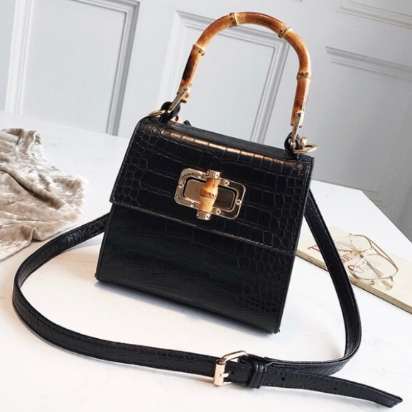 🔄🆕 LILLE Bamboo Handle Croc Crossbody - Picture 2 of 8